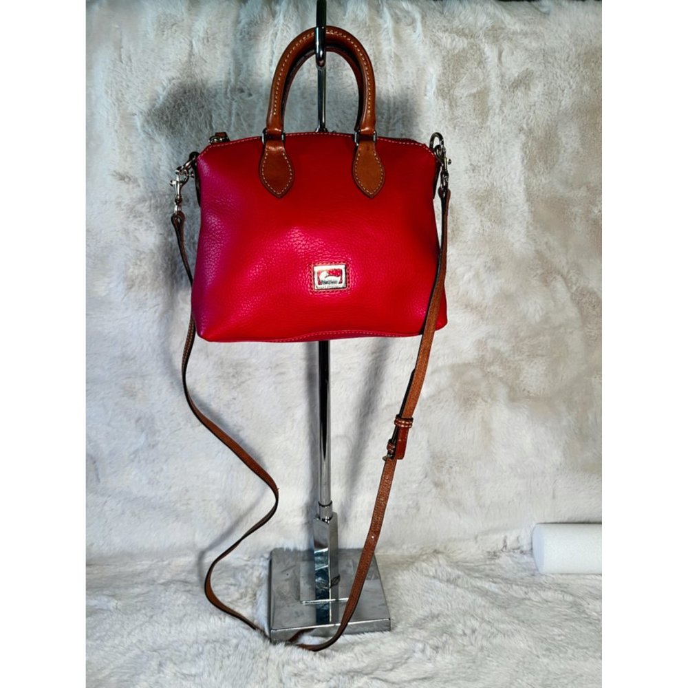Dooney & Bourke Small Red Leather Handbag w/ Crossbody Strap